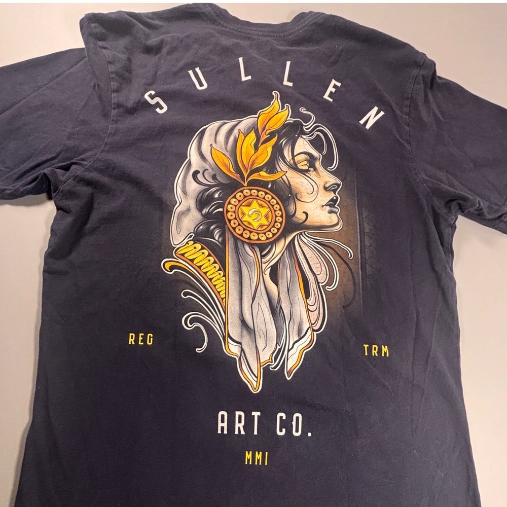 Sullen Art Collective Graphic T Shirt Large Skull Tattoo‎ Art Back Print